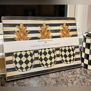 MacKenzie-Childs Gold and Black Pineapple Placemats
